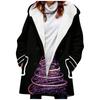 Nuevo abrigo de trench para mujer 2023 estilo europeo y americano venta caliente transfronteriza abrigo con capucha estampado de rayas arcoíris 3D engrosado de invierno