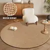 Tapete redondo de sisal resistente a manchas, cor sólida, adequado para sala de estar, sofá, mesa de centro, resistente ao desgaste, adequado para escritório, cadeira giratória, quarto e tapete de cabeceira