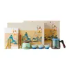 "Paisajes Pintorescos" Estilo Chino Conjunto de Té Creativo Cultural para Viaje - Tetera Portátil con Tres Tazas - Regalo Empresarial