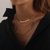 Joyería de Venta Caliente Transfronteriza Europea y Americana Hip-hop Collar Apilado Multicapa Cadena de Hueso de Serpiente Punk Geométrica Cadena Corta para Clavícula para Mujer
