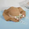 Sombrero de Paja Estilo Francés Ondulado para el Sol para Mujeres al Aire Libre en Verano, de Alta Gama, Ala Ancha, Lazo de Encaje, Protección Solar