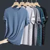 Nueva Camiseta Casual de Secado Rápido para Hombre Talla Grande Verano Delgado Cuello Redondo Holgada de Seda de Hielo Manga Corta Media Manga
