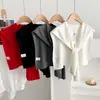 Nuevo Chal de Punto de Color Sólido, Delgado, Mezcla de Lana, Estilo Coreano para Mujer, Ropa Exterior Versátil para Primavera y Otoño, Chaleco Decorativo
