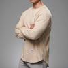 Otoño Nuevo Fitness Muscular Manga Larga Color Sólido Cuello Redondo Camiseta Base Ropa de Entrenamiento de Baloncesto de Algodón para Hombre Ropa Casual