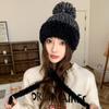 Gorro de punto de color mixto coreano para mujer en otoño e invierno, engrosado, a prueba de frío y cálido, versátil, favorecedor del rostro, gorro Lei Feng pequeño para proteger las orejas
