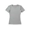 8701-26 Camiseta Pulôver Manga Curta com Toque Nude Básico, Estilo Coreano de Verão Slim Fit, Gola Redonda Pequena, Limpeza Facial