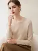 Elegante y Hermoso~Suéter de Cachemira con Cuello Redondo Hueco Suave para Mujer Tejido Holgado Elegante Sencillo Cálido Ropa de Punto de Capa Base