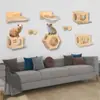 Conjunto Combinado de Estrutura de Escalada para Gatos Montada na Parede em Madeira Maciça com Acessórios Completos para Parede para Evitar que Gatos Arranhem
