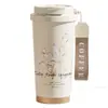 Copo Térmico de Cerâmica 530ml Copo de Café Lírio com Canudo Conjunto Caixa de Presente Estampa de Logo Copo de Presente