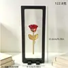 Adorno de Rosa de Cristal para el Día de San Valentín, Caja de Regalo de Metal Bicolor Dorado y Plateado con Rosa Eterna, Artesanía Decorativa de Escritorio