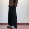 Calça de moletom com cós color block personalizado/americano moderno, perna reta, caimento pesado, para homens e mulheres, solta e modeladora para o outono, estilo esportivo casual