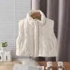 Colete infantil de algodão com gola alta, outono e inverno, estampa floral colorida, camada interna acolchoada, adequado para usar como peça externa ou sob outras roupas