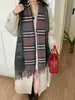 Bufanda de Cachemir a Cuadros para Mujer, Flecos Largos, Chal Versátil de Diseñador para Invierno, Estilo Coreano para Primavera y Otoño, Borla, Estilo Ins, Cálida y Ligera