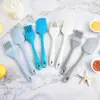 Rascador de silicona de grado alimenticio transfronterizo juego de 2 piezas brocha de aceite de silicona espátula para pastel de silicona juego de 2 piezas en stock de fábrica