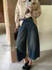 Su Xinlan/YOUMO Nuevo Estilo Perezoso de Principios de Otoño Jeans Acortados Curvos con Estampado de Ojo de Gato 17375 (con cinturón)