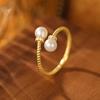 Anillo Elegante de Plata Esterlina 925 con Perla Torcida Anillo de Dedo Escalado de Diamante de Moda de Lujo Ligero de Alta Gama Anillo de Dedo para Comida para Mujer