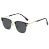 Nuevas Gafas de Sol Retro de Alta Gama Transfronterizas, Gafas de Media Montura Elegantes y a la Moda, Estilo Artístico de Nicho Versátil E
