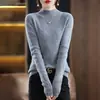 Nuevo Suéter de Punto para Mujer 2024 Color Sólido Otoño/Invierno Cuello Alto Medio Manga Larga Estilo Coreano Suéter de Punto Pullover para Mujer