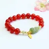 Pulsera de Ágata Roja Natural Juanyu Jade Hetian Agua Clara Pulsera Pixiu Jade al por Mayor S5120502
