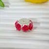 Nova camélia luminosa borda de pérola flor de argila macia bola de flor furo reto contas DIY corrente de celular acessórios de caneta com contas