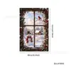 Fondo de cubierta de ventana navideña Escena de ventana de Papá Noel Tela colgante Decoración de fiesta navideña Fondo Pancarta Arreglo de escena navideña