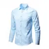 Camisa Blanca para Hombre de Manga Larga Sin Planchar Vestido de Negocios Corte Ajustado Estilo Coreano Profesional para el Trabajo Traje Casual para Hombre Camisa Negra