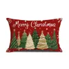 Funda de Cojín para Cintura Retro Navideño Impreso Sin Relleno, Transfronteriza Papá Noel, Muñeco de Nieve, Árbol de Navidad Funda de Cojín Rectangular