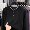 Moletom masculino de lã e seda com falsa carcela, novo modelo outono 2026, gola redonda, manga longa casual, camiseta masculina