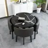 Conjunto de Mesa de Centro Redonda Pequena Casual com Quatro Cadeiras para Recepção de Loja de Chá com Leite, Reuniões em Apartamentos Pequenos e Uso em Escritório