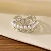 Anillo de Corona de Circonita Estilo Europeo y Americano Transfronterizo, Diseño de Moneda de Cobre Hueca de Lujo Ligero con Circonita, Anillo Abierto Ajustable