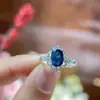 Anillo de zafiro natural no optimizado plata de ley 925 estilo corte retro para mujer colores brillantes venta al por mayor de fábrica