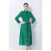 Vestido con Cuello Bordado para Mujer Mangas Largas Tipo Farol Cintura Ajustable con Cordones Falda de Línea A de Longitud Media Ropa Transfronteriza para Mujer Europea y Americana