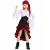 Disfraz de Niña de Piratas del Caribe, Top de Mangas de Campana, Falda de Cola de Pez de Cintura Alta, Disfraz de Halloween para Actuación Infantil
