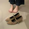 Zapatos Mary Jane Negros con Punta Francesa y Lazo para Mujer 2026 Otoño/Invierno Nuevos Zapatos de Vestir con Una Correa Versátiles Aumentadores de Altura Interior