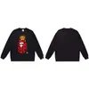 Moletom BAPE com estampa de cabeça de macaco estilo japonês, tendência transfronteiriça, gola redonda, unissex, corte solto, jaqueta de manga curta para outono e inverno