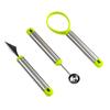 Conjunto de 3 Peças Escavador de Frutas em Bola Transfronteiriço Faca de Escultura Removedor de Sementes Colher de Sorvete Colher Grande para Cavar Bolas Doméstica