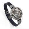 Pulsera de Cuero para Hombre, Hebilla de Crisantemo de Vaquero Occidental Pulsera Ancha de Cuero, Accesorios Indios de Bucle Único Vintage al Por Mayor