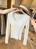 Estilo Puro Desejo Roupas Femininas Gola com Renda Patchwork Manga Longa Malha Camada Base Top Roupa Íntima Suéter Outono Inverno