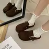 Sapatos Birkenstock retrô slip-on da moda para mulheres, novos chinelos versáteis de bico fechado com sola grossa para o outono, ideais para o trajeto diário.