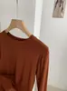 KEKEZOON Camiseta Básica de Manga Larga de Color Sólido con Cuello Redondo Ajustada para Otoño Estilo Básico 8599