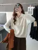 Suéter con capucha de color caramelo para usar como prenda exterior, nuevo otoño e invierno, holgado, casual, top de punto estilo coreano para mujer