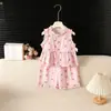 Conjunto Rosa Doce Xadrez Borboleta Renda para Meninas de Verão Novo Estiloso Fashion