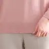Blusa de tricô juvenil de manga comprida para outono para mães, roupas para mulheres de meia-idade de 50 anos, camisa base de alta qualidade, macia e elástica para mulheres