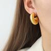 Aretes estilo Hong Kong simples retro personalizados de nicho con temperamento, joyería de lujo ligero con textura geométrica de acero de titanio chapado en oro, aretes en forma de U
