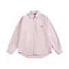 Camisa bordada de rayas estilo retro americano 2026, diseño de cara sonriente para hombre, manga larga, corte holgado, estilo otoño, adecuada para parejas
