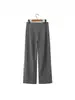 Exportación Transfronteriza Ropa Europea y Americana 2025 Otoño e Invierno Nueva Moda Callejera Pantalones de Traje Casual Doble Pliegue Gris Pierna Ancha
