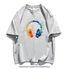 Camiseta de Manga Corta Estampada de Nicho con Diseño de Marca de Moda para Hombre, Nuevo Estilo de Verano, Holgada, Casual, Versátil, Estilo Pareja, Moderno