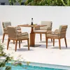 Mesas e Cadeiras de Teca para Exterior, Vila com Pátio, Mesa Longa de Madeira Maciça, Terraço de Jardim à Prova d'Água, Conjunto de Móveis de Madeira Maciça e Rattan
