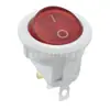 Interruptor Certificado ETL con Agujero Redondo Arriba y Abajo, Fondo Blanco de 20 mm con Luz Roja, 3 Pines, 2 Posiciones, Interruptor Basculante Redondo de 6A