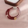 Pulsera China Nueva Ágata Alashan Piedra Solar Ágata Fresa Piedra Luna Blanca Cristal en Polvo Pulsera Doble Círculo Tono Shake